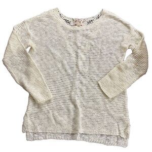 Hippie Rose white knit sweater long sleeve size M lace back